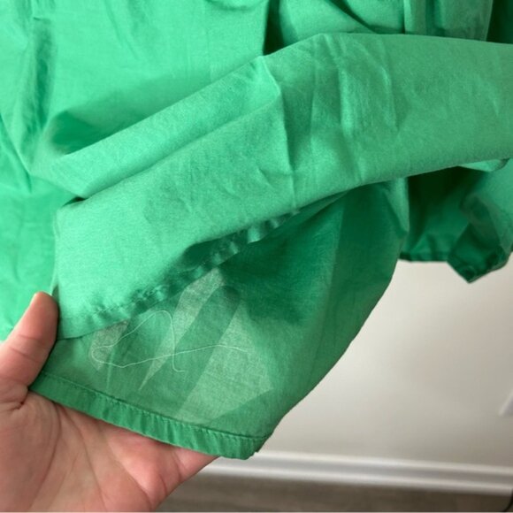 Mango Babydoll Mini Dress Gathered Ruffle Detail Cotton Green Size XS - Picture 13 of 16